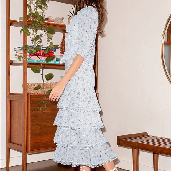 Lulu’s Light Blue Tiered Midi Dress - Picture 2 of 7